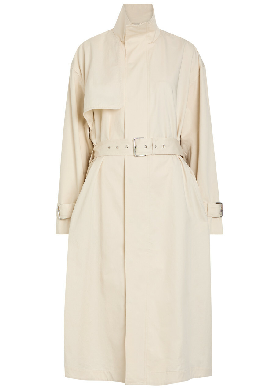 Frame The Field Belted Cotton Trench Coat Off White