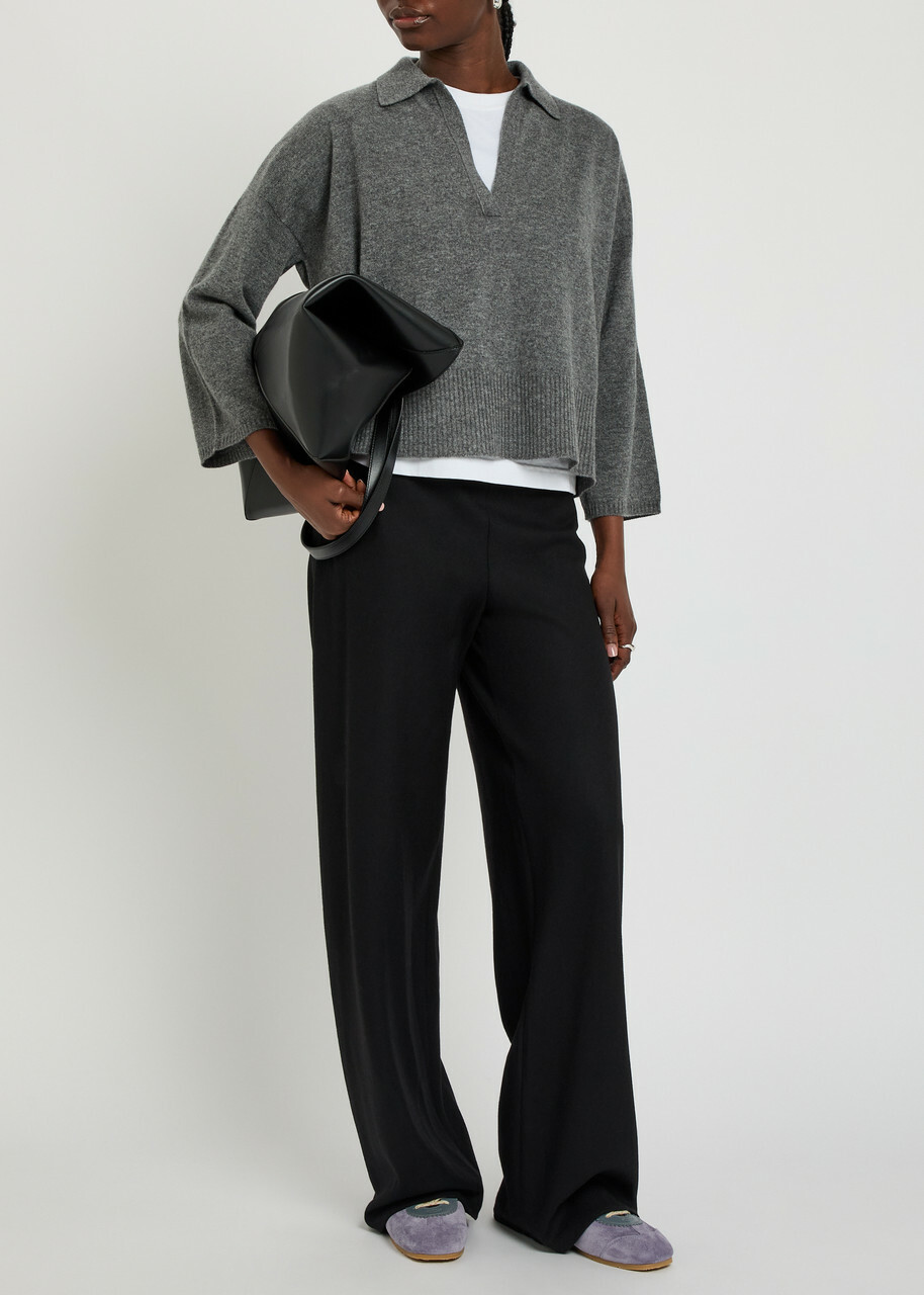 Vince Wide-leg Wool-blend Trousers Black