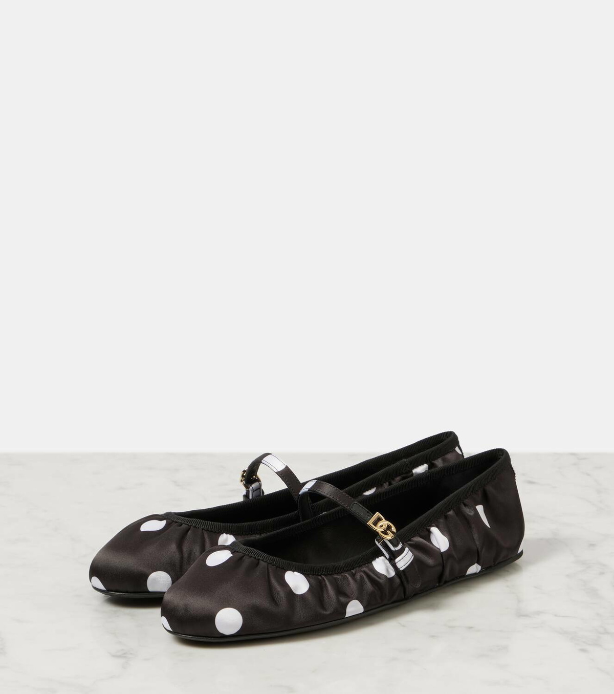 Dolce&Gabbana Odette polka-dot satin ballet flats