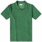 Universal Works Men's Terry Fleece Vacation Polo Shirt in Green