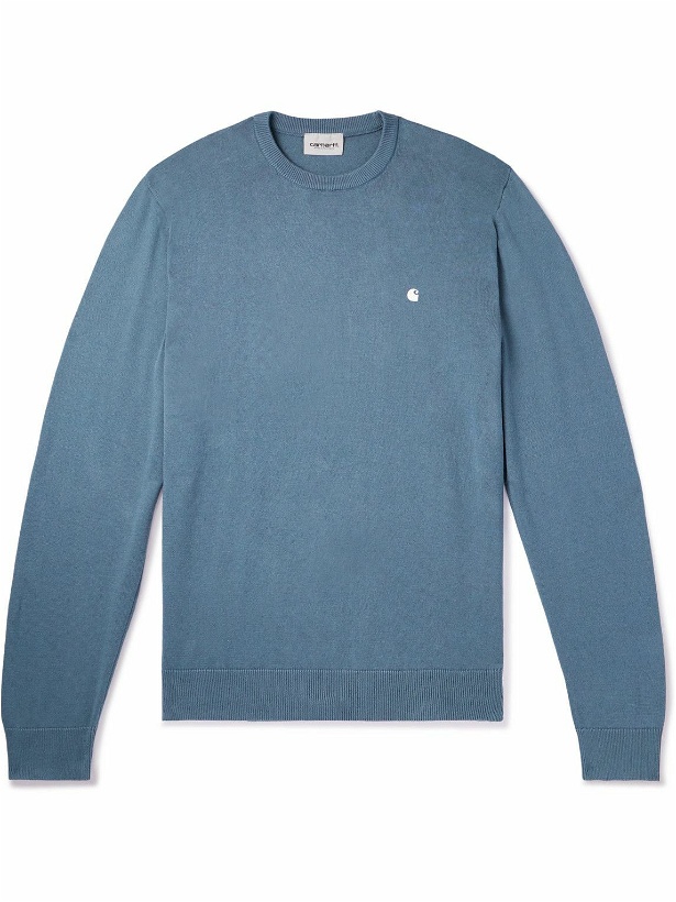 Photo: Carhartt WIP - Madison Logo-Embroidered Cotton Sweater - Blue