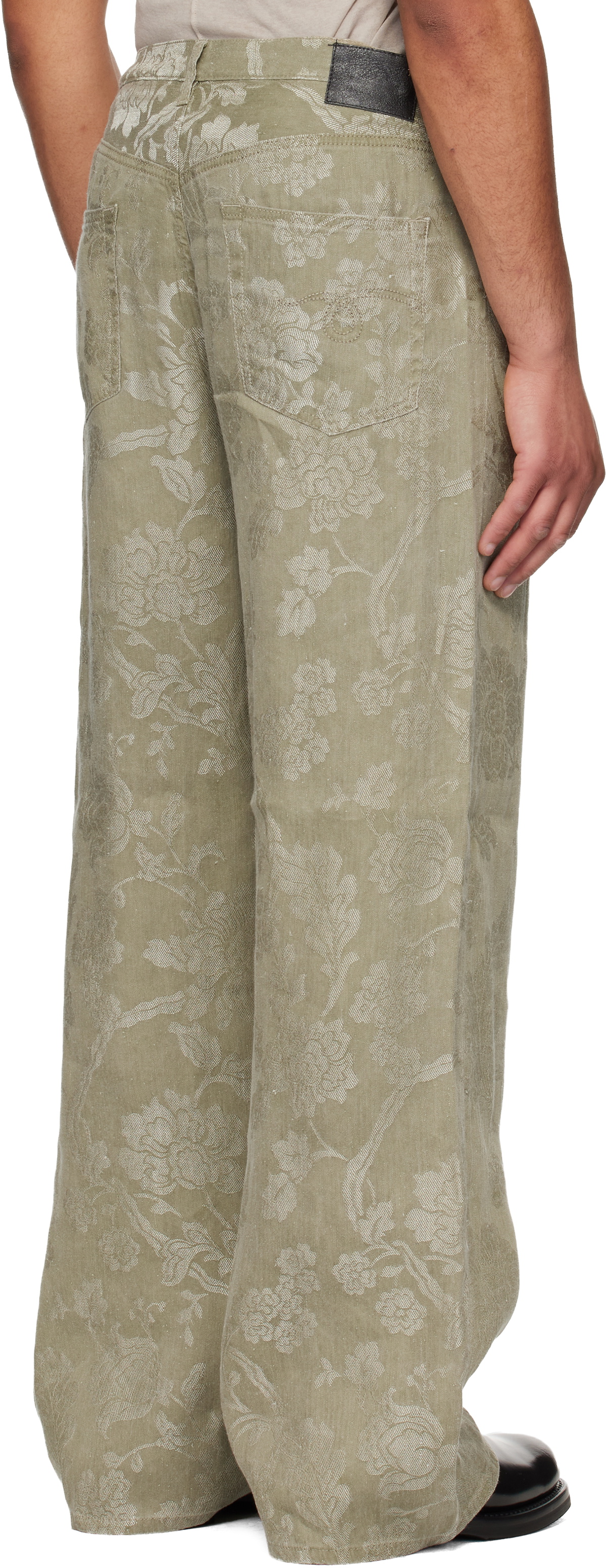 R13 Khaki Damon Pleated Trousers