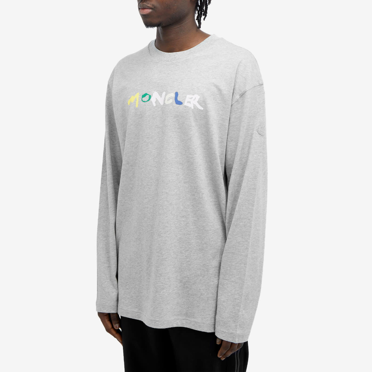 Moncler Men's Logo Long Sleeve T-Shirt in Grey