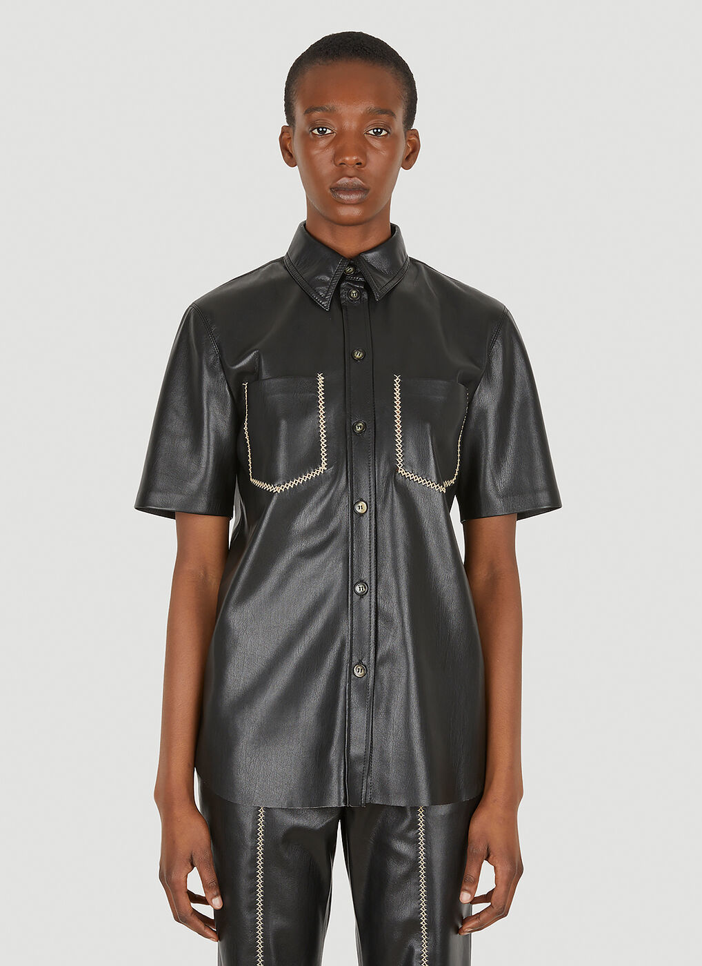 Tシャツ・カットソー nanushka Black synthetic leather Mikael top Nanushka Black Synthetic Leather Mikael Top Nanushka