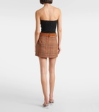 Area Checked wool-blend miniskirt