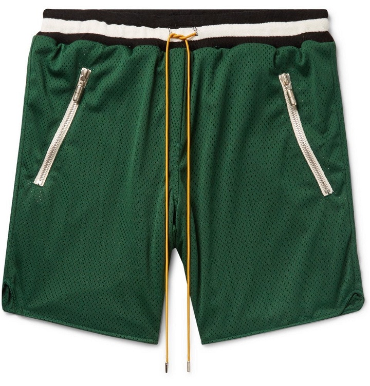 Photo: Rhude - Wide-Leg Nylon-Mesh Drawstring Shorts - Dark green