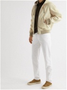 TOM FORD - Leather-Trimmed Shearling Hooded Bomber Jacket - Neutrals