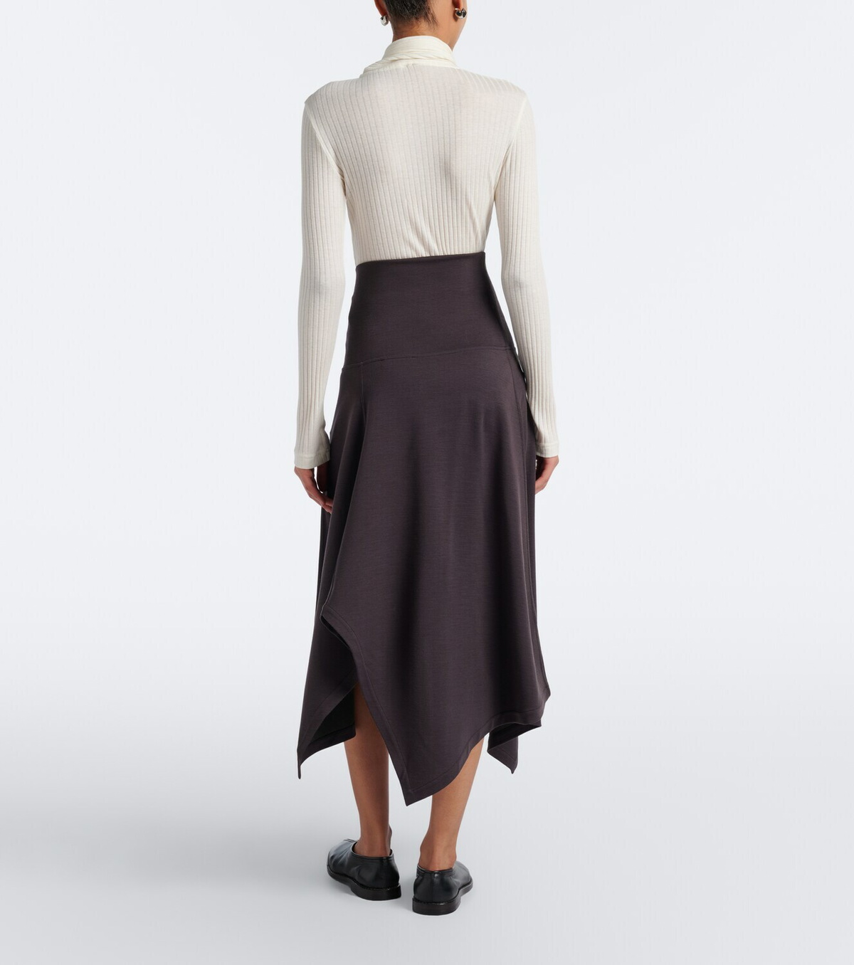 Lemaire Asymmetric wool-blend midi skirt