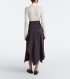 Lemaire Asymmetric wool-blend midi skirt