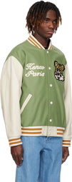 Kenzo Green & White Kenzo Paris VERDY Edition Varsity Bomber Jacket