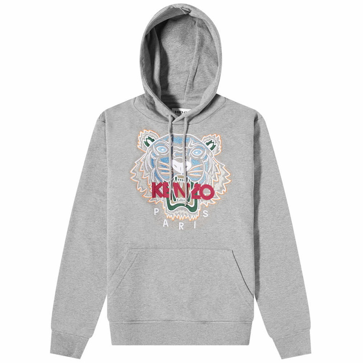 Photo: Kenzo Men's Embroidered Tiger Popover Hoody in Dove Grey