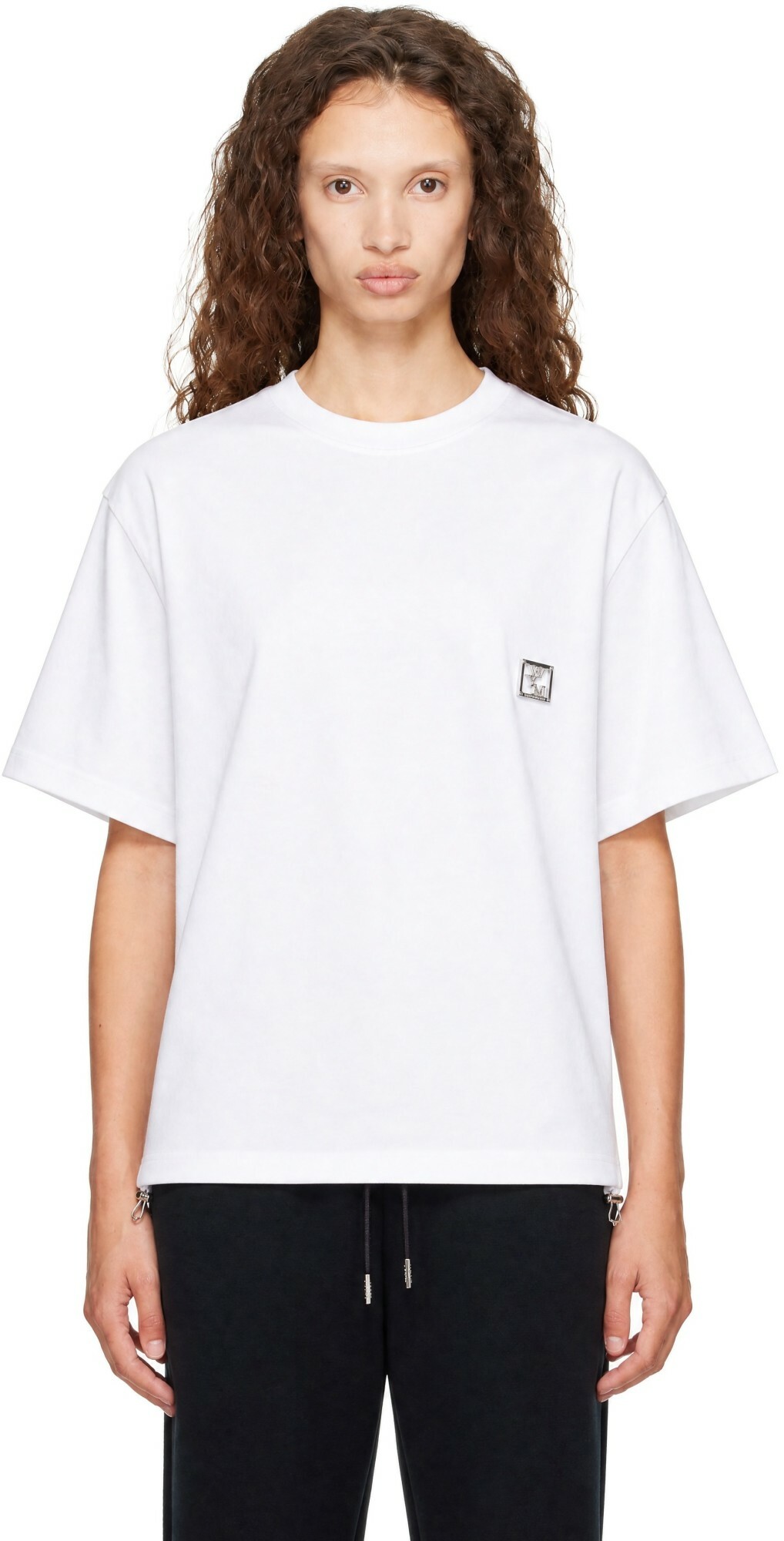 WOOYOUNGMI White Logo Badge Drawstring T-shirt