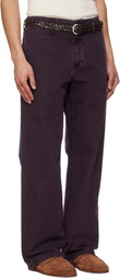 TONYWACK Burgundy Garment Dyed Cotton Straight Trousers