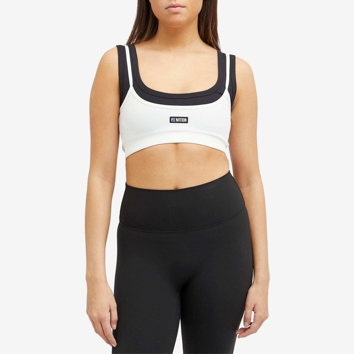 P.E Nation Women's Podium Double Layer Bralette Top in Optic White P.E  Nation