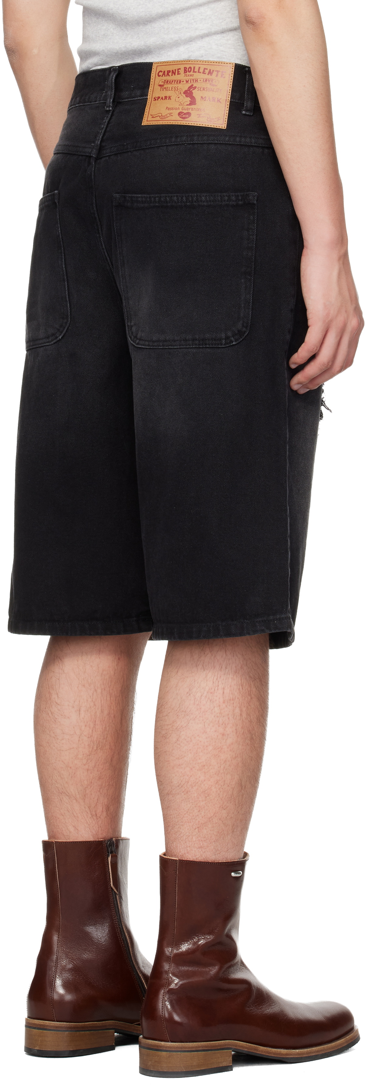 Carne Bollente SSENSE Exclusive Black Love Denim Shorts