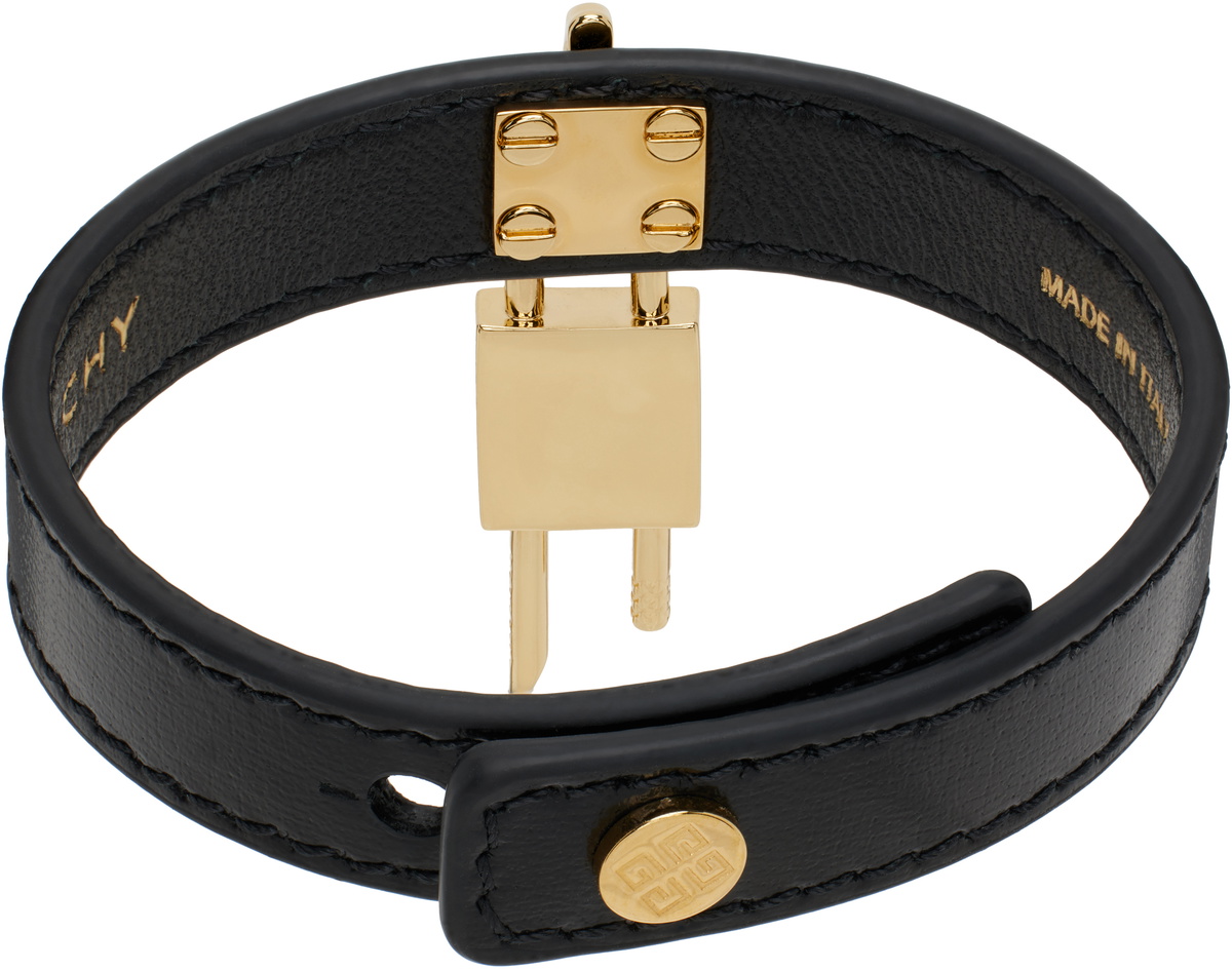 GIVENCHY ロックレザーブレスレットミニ　ブラック Givenchy Mini 4G Padlock leather bracelet Givenchy