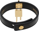 Givenchy Black & Gold Mini Lock Metal & Leather Bracelet