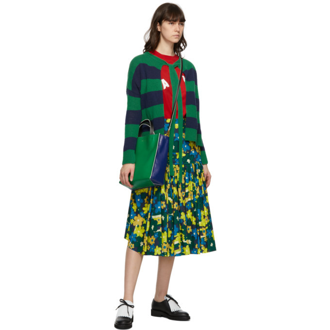 marni green floral dress Marni - Light Green Poplin Gathered Dress With Parade Print - Dresses - Woman - Blue