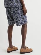 Universal Works - Wide-Leg Printed Cotton-Twill Shorts - Blue