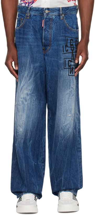 Photo: Dsquared2 Blue Icon Stamps Eros Jeans