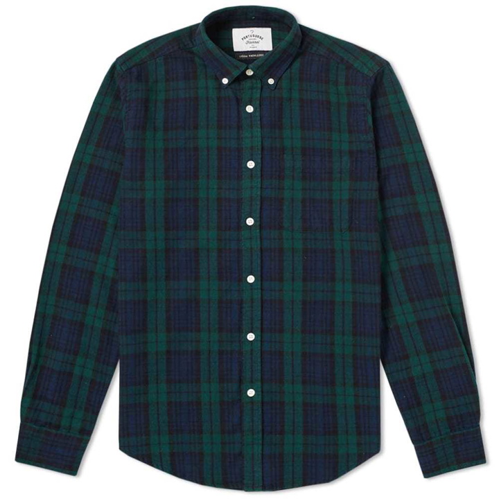 Photo: Portuguese Flannel Bomfin Button Down Check Shirt Green