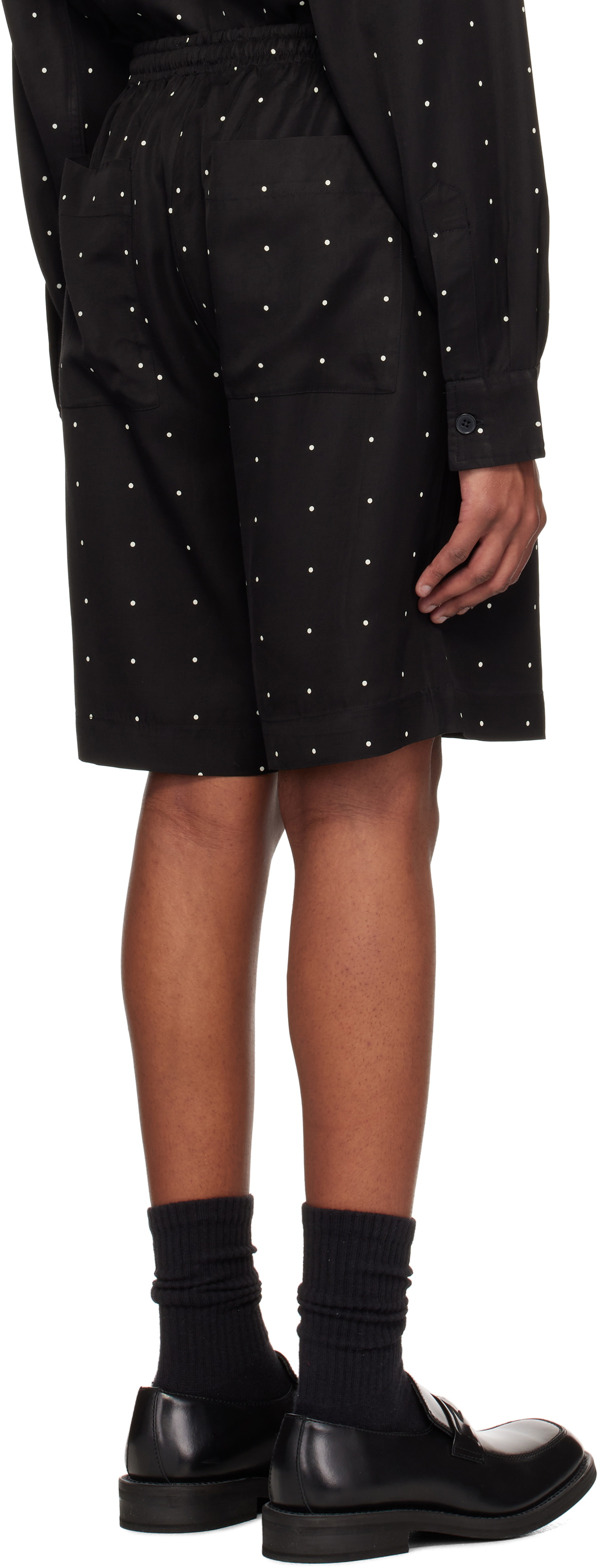 Róhe Black Dotted Elasticated Shorts