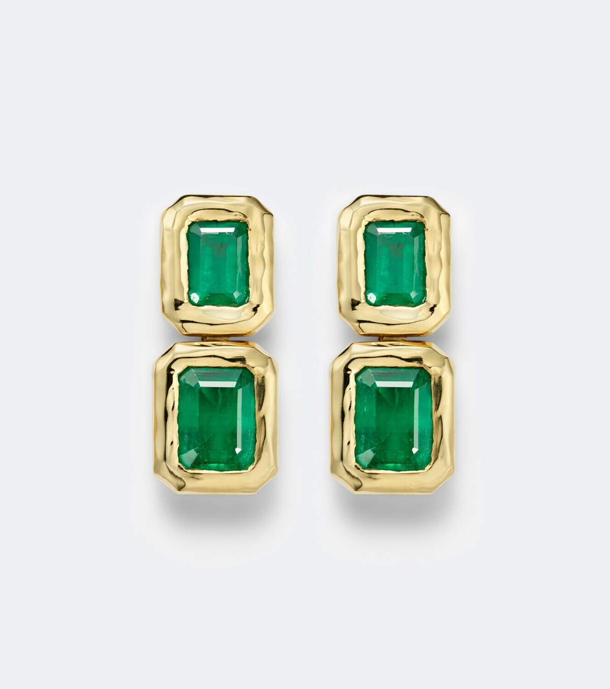 Octavia Elizabeth Nesting Gem 18kt gold drop earrings with emeralds