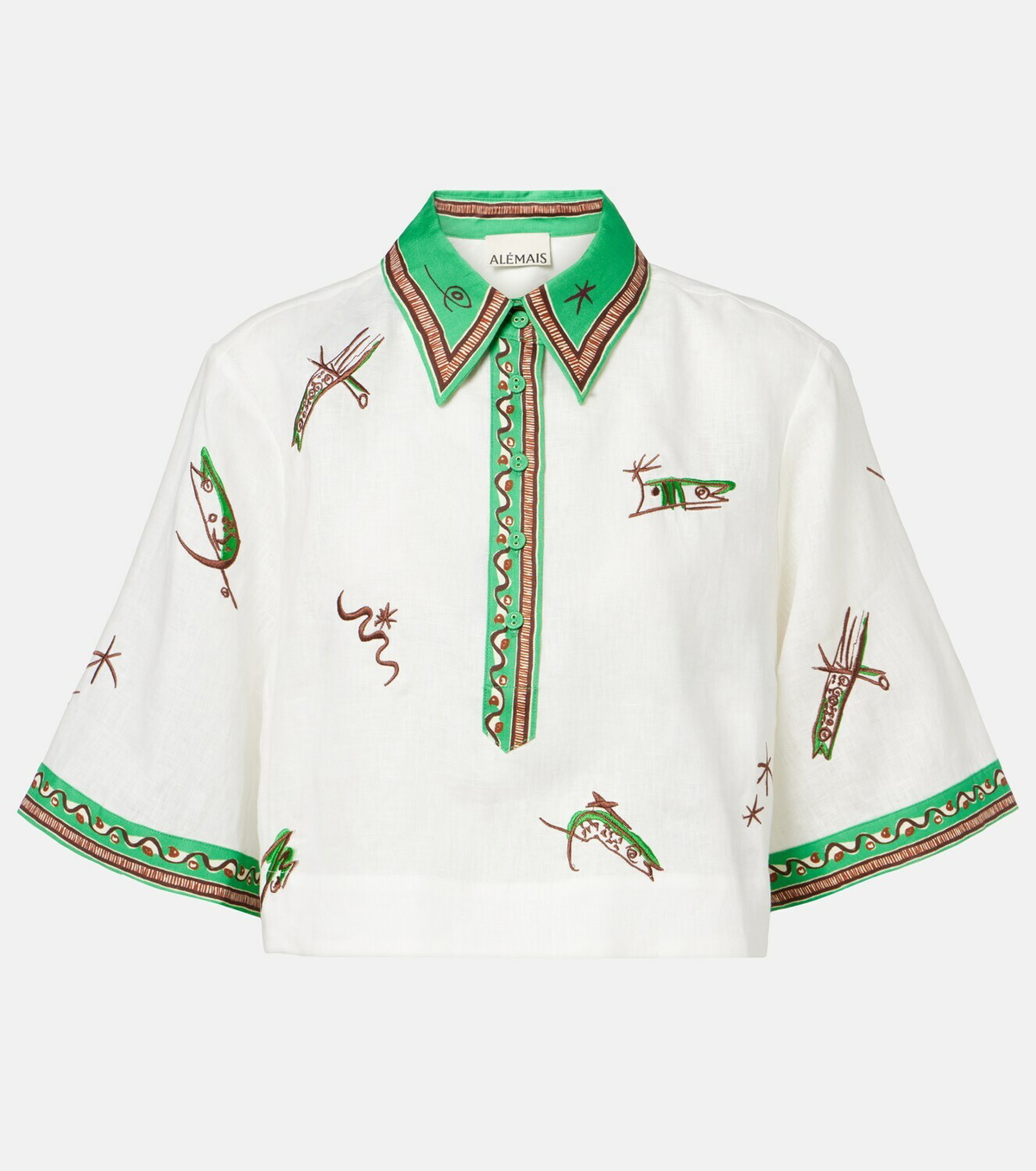 Alémais Wanda embroidered linen shirt