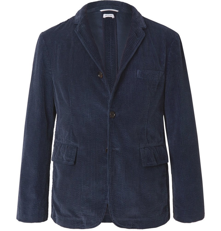 Photo: Thom Browne - Navy Slim-Fit Unstructured Garment-Dyed Cotton-Corduroy Suit Jacket - Navy