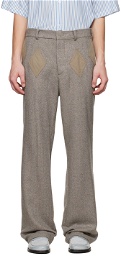 TheOpen Product SSENSE Exclusive Brown Diamond Patched Trousers