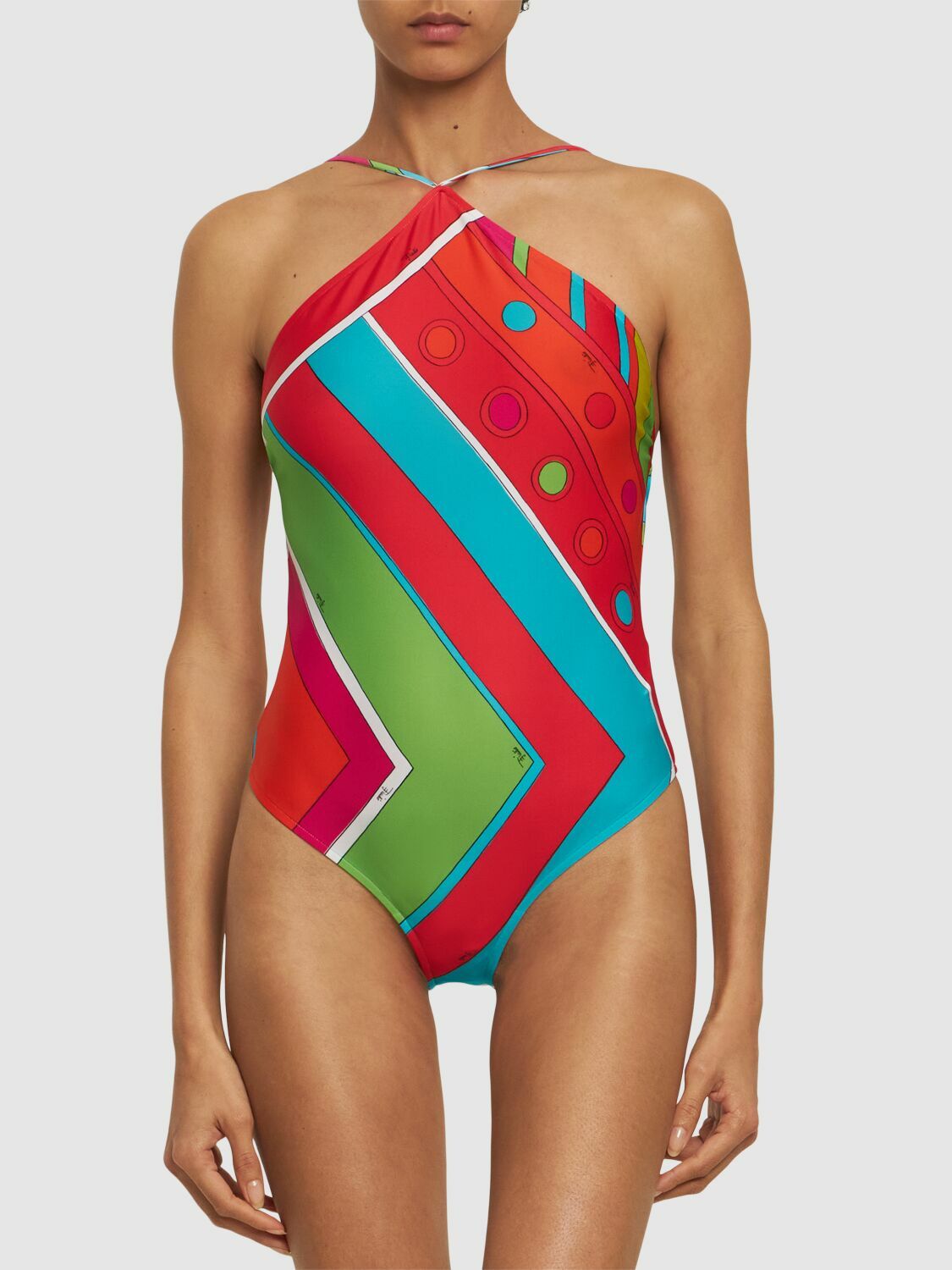 PUCCI Shiny Lycra One Piece Swimsuit Emilio Pucci