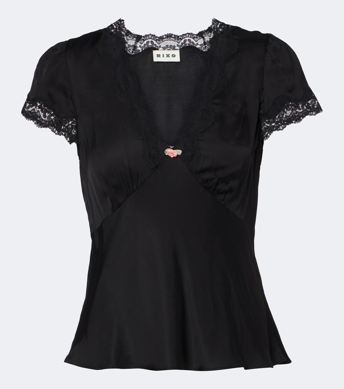 Rixo Karia lace-trimmed satin top