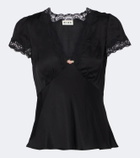 Rixo Karia lace-trimmed satin top