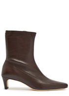 Staud Wally Leather Ankle Boots Brown