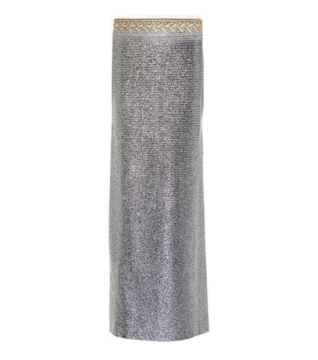 スカート RABANNE Woman Skirt Silver EJJU598PA0244 M959 LIGHT PINK LONG SKIRT IN LACE WITH SILVER INDUCTION | Rabanne
