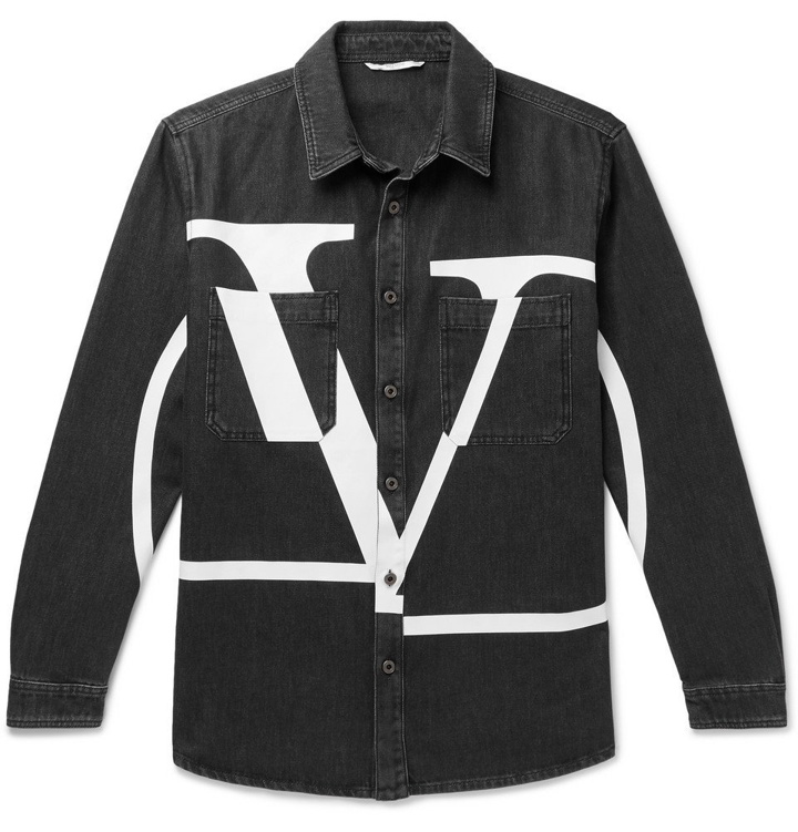 Photo: Valentino - Logo-Print Denim Overshirt - Black