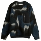 and wander Men's Mixed Colour Shaggy Knit Sweater in Black Mix