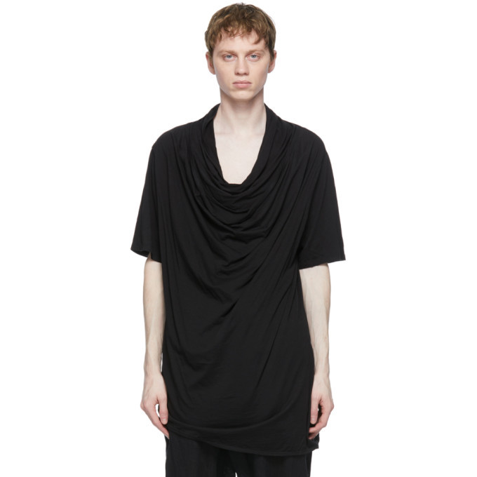 Julius Black Layered Neck T-Shirt Julius