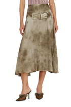 Diesel Belted midi skirt in logo-jacquard satin - Skirts Womens in Brown