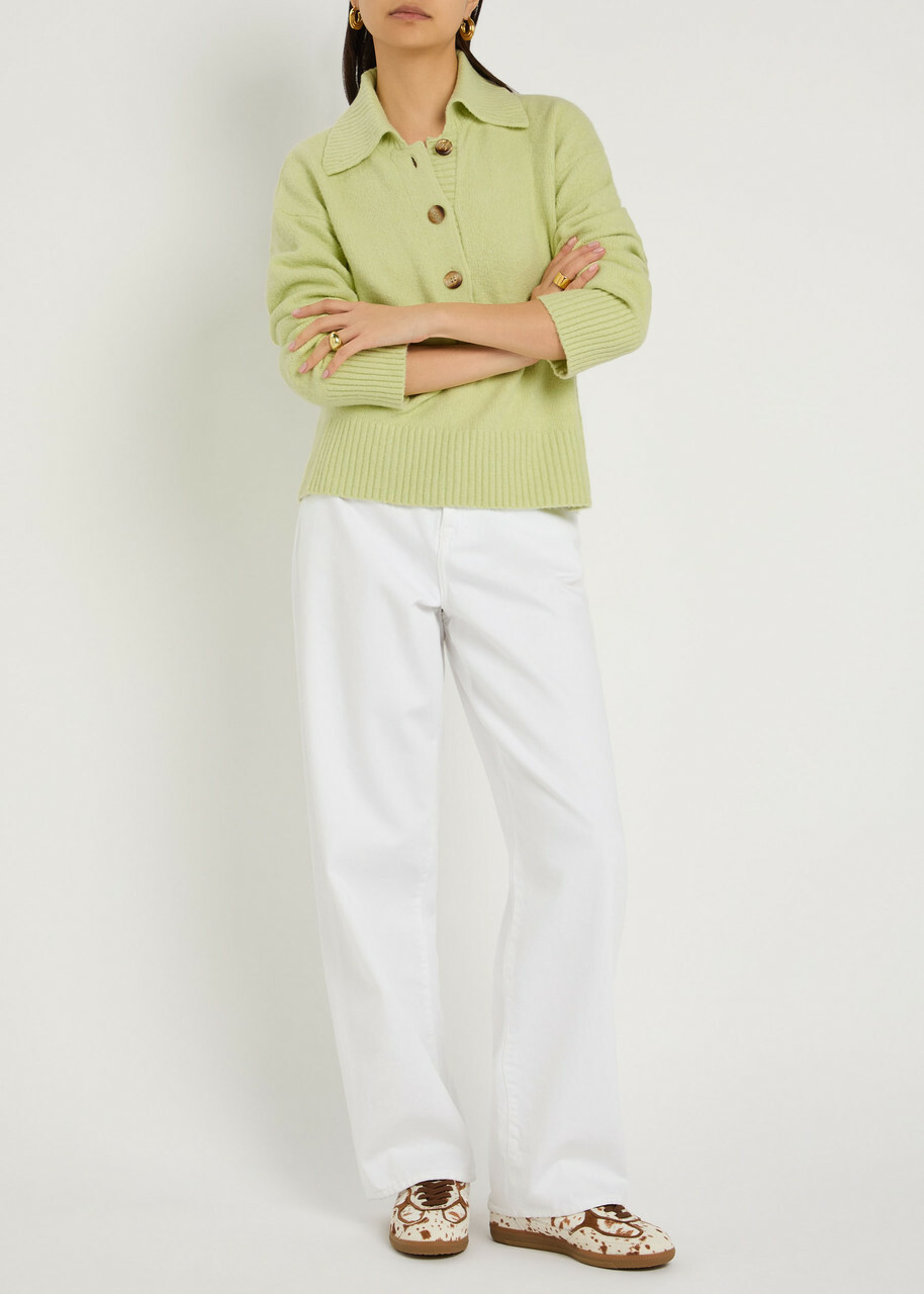 Free People Trading Up Cotton-blend Polo Jumper Green