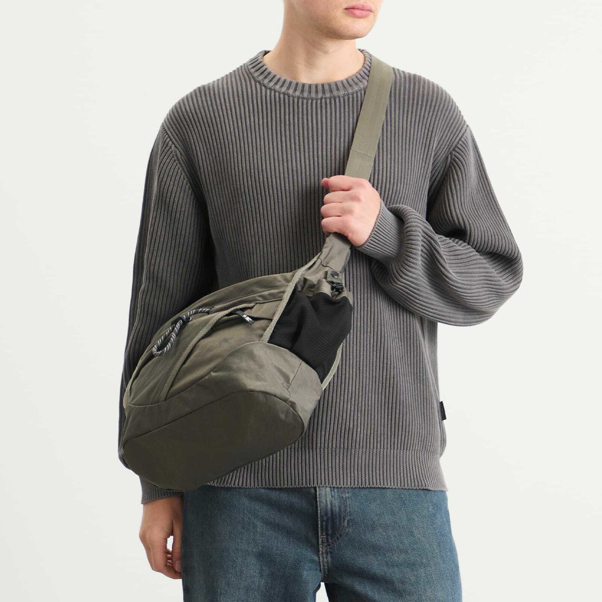 F/CE. Textured Twill 2-Way Shoulder Bag in Charcoal 