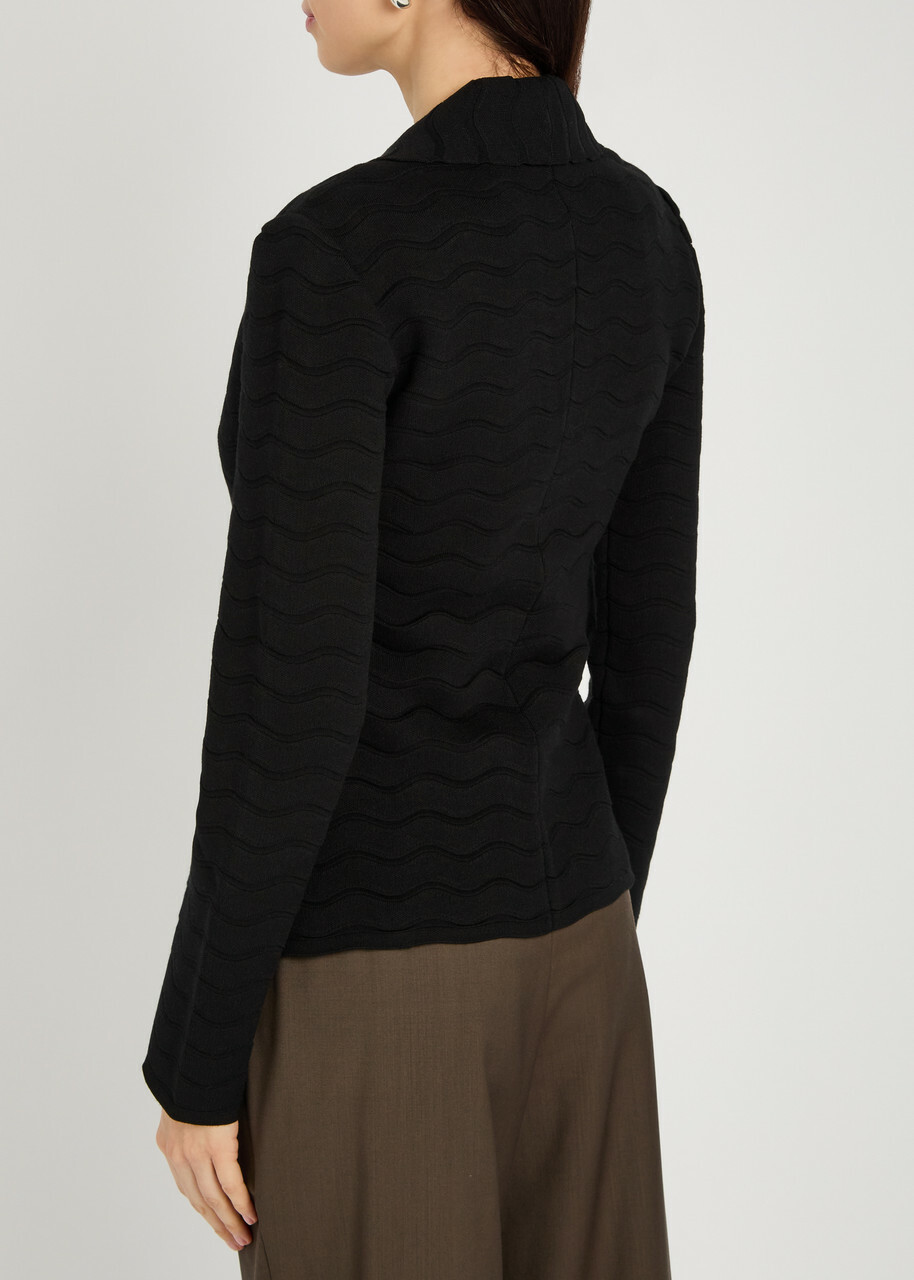 Emporio Armani Textured Close-knit Blazer Black