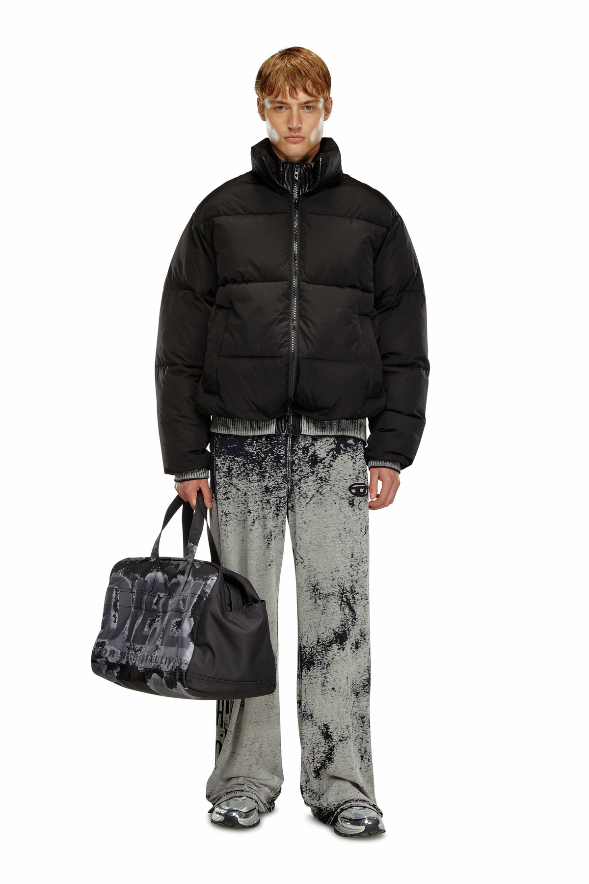 Diesel Hooded down jacket in wrinkled nylon - Winter Jackets Mens