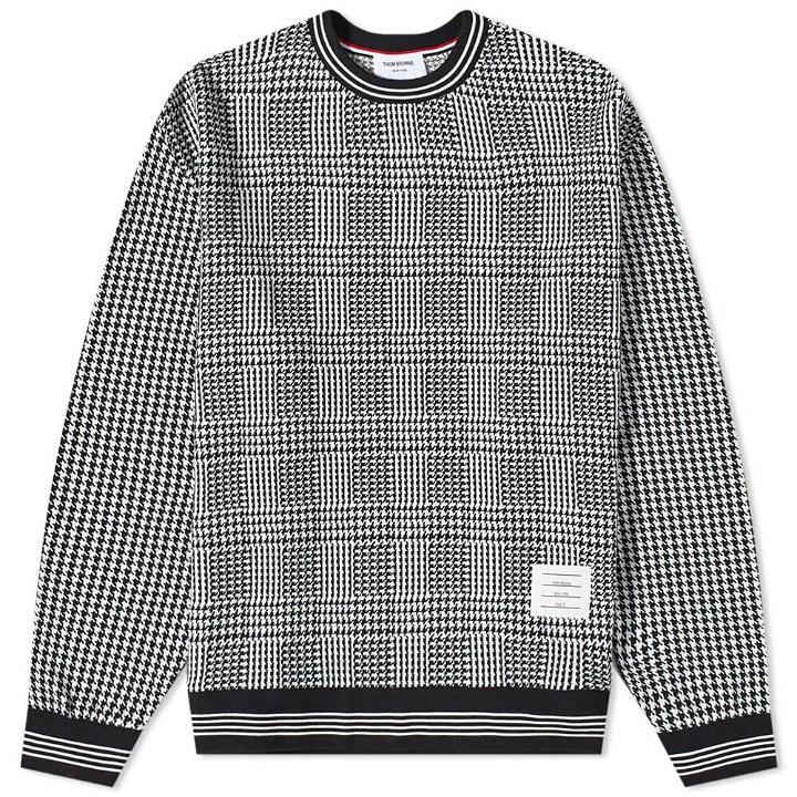 Photo: Thom Browne Men's Prince of Wales Check Crew Sweat in Black/White
