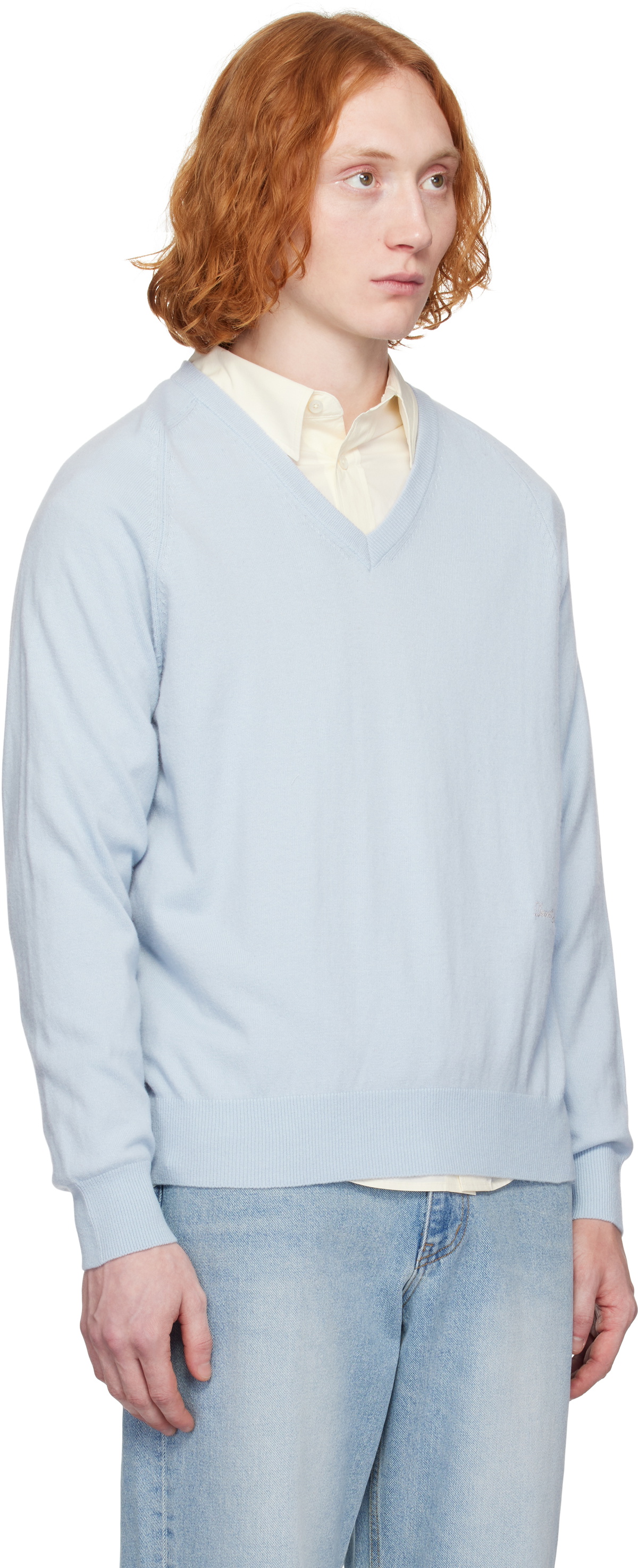 Dunst Blue Soft V-Neck Sweater