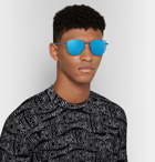 Balenciaga - Square-Frame Nylon Mirrored Sunglasses - Blue