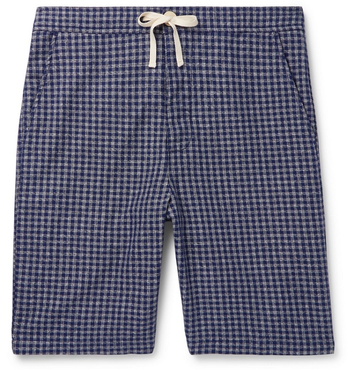 Photo: Oliver Spencer Loungewear - Cannington Gingham Cotton Drawstring Pyjama Shorts - Blue