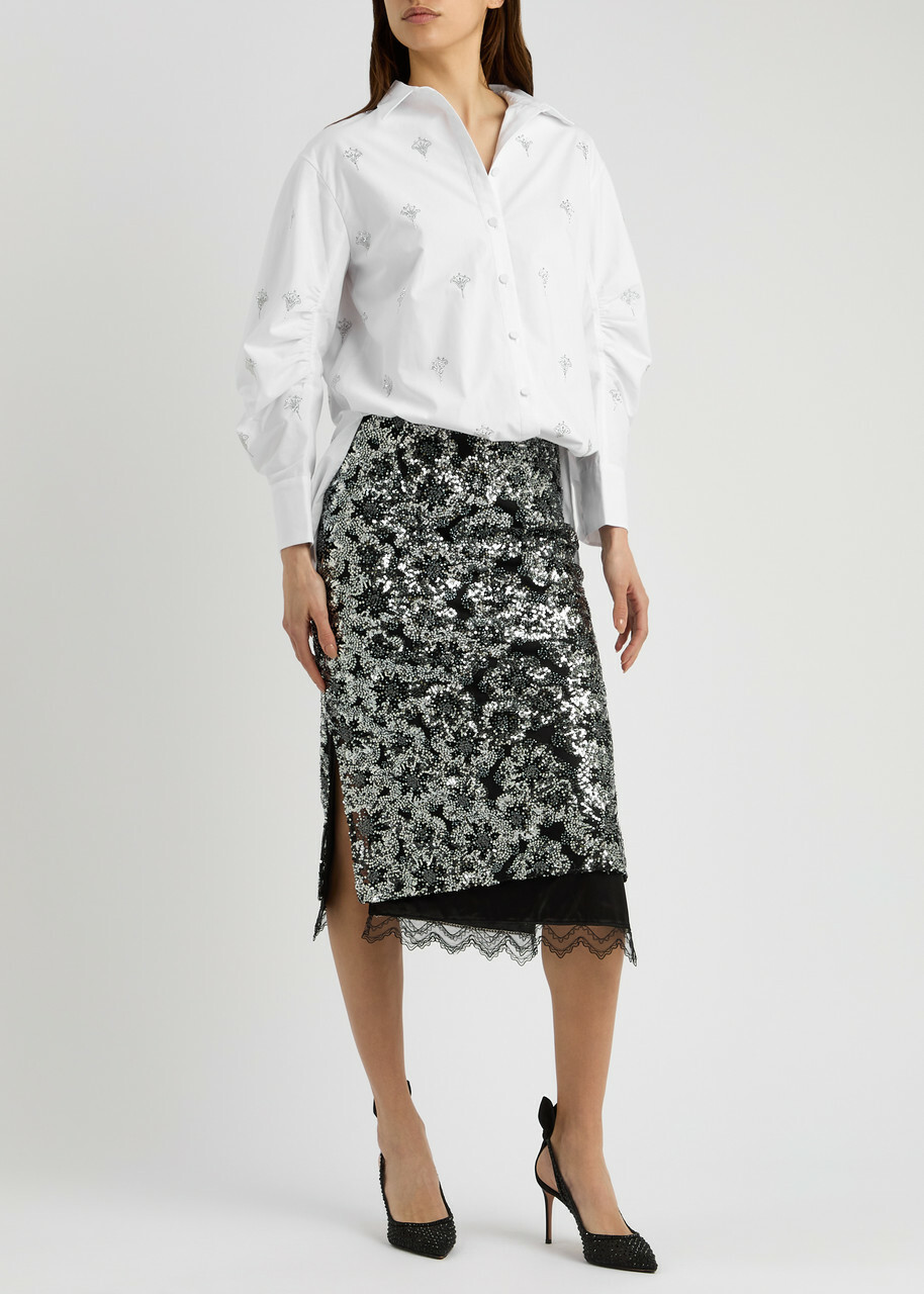 Huishan Zhang Hugo Crystal-embellished Poplin Shirt White