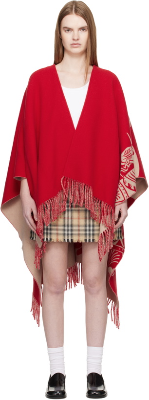 Photo: Burberry Red EKD Wool Cashmere Cape