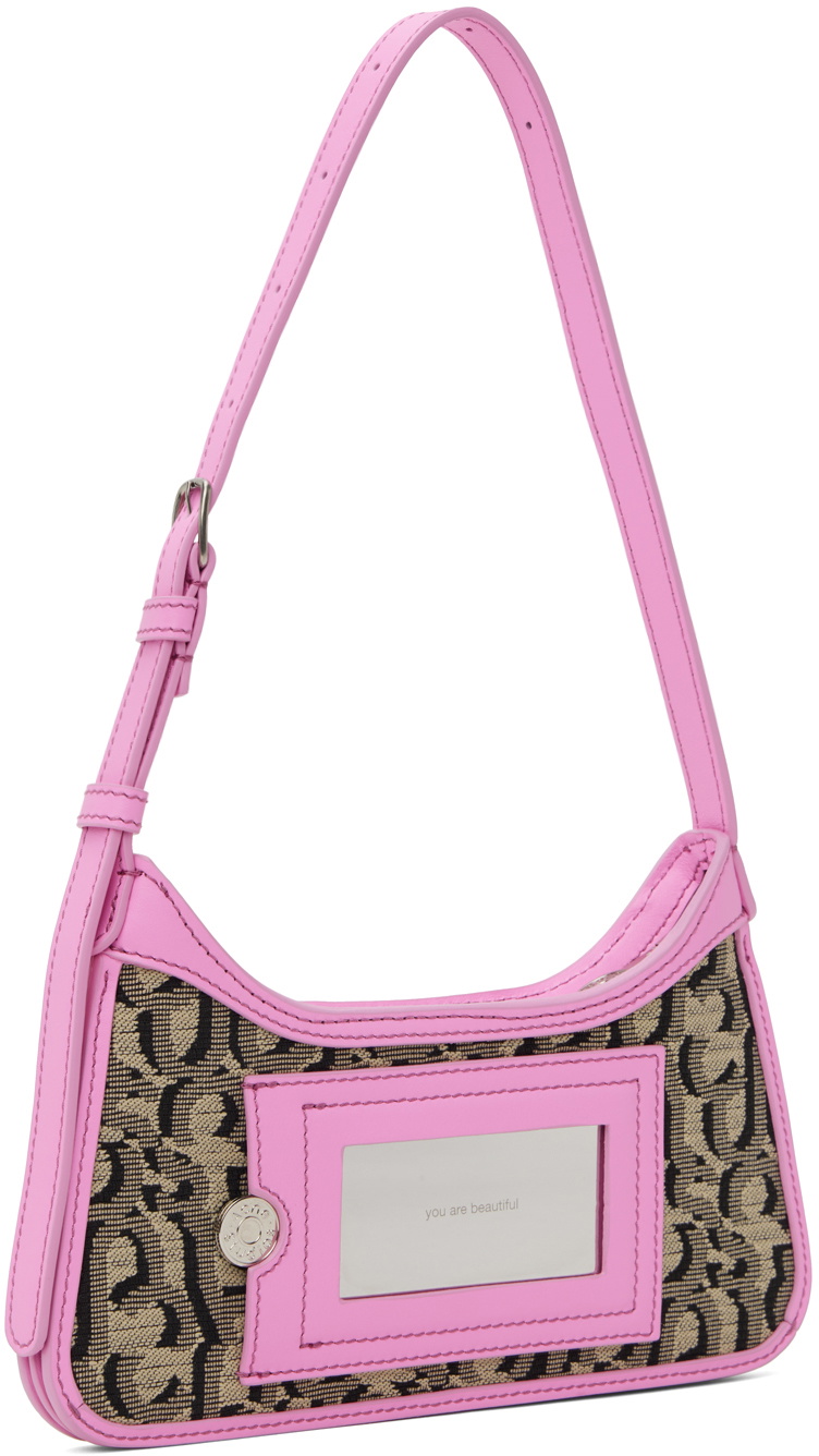 Acne Studios Beige & Pink Monogram Platt Micro Bag Acne Studios